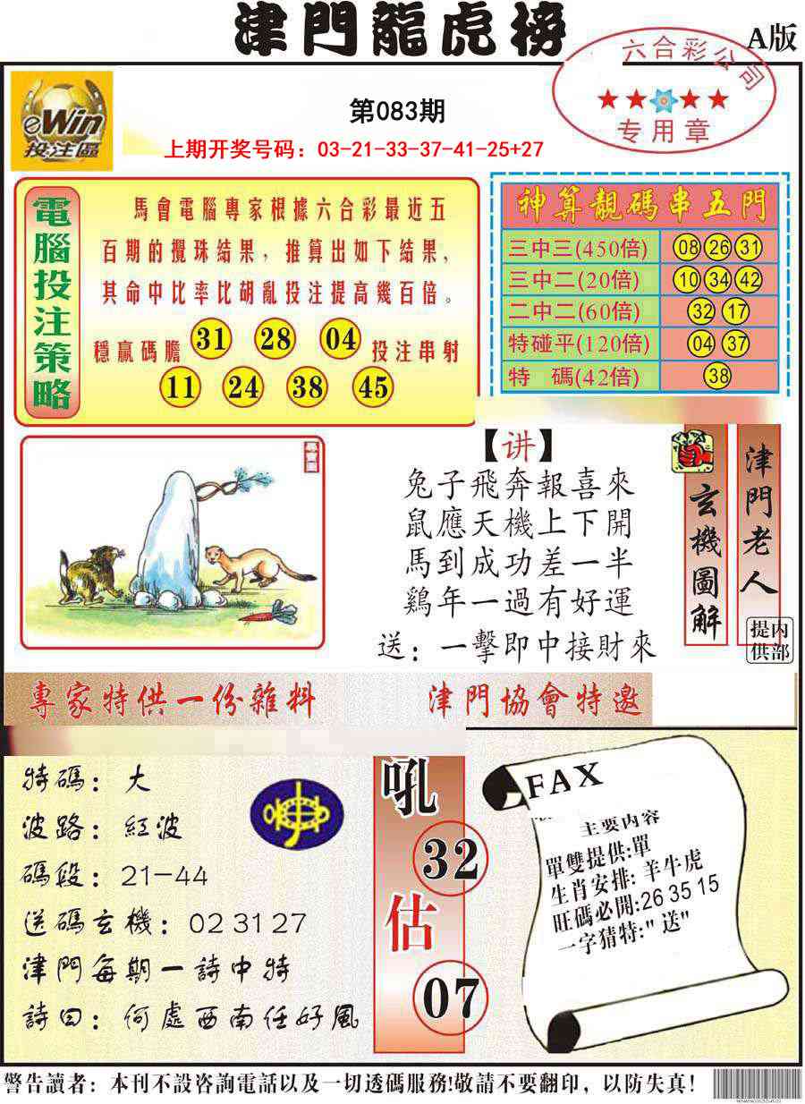 083期津门龙虎榜A[图]